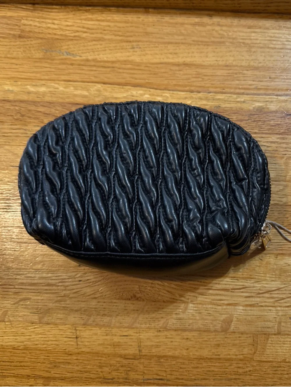 a new day Black Quilted Ruched Cosmetic Pouch 6”Hx8”L